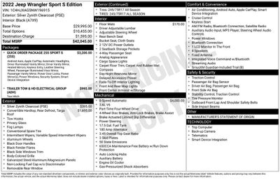 2022 Jeep Wrangler Sport S