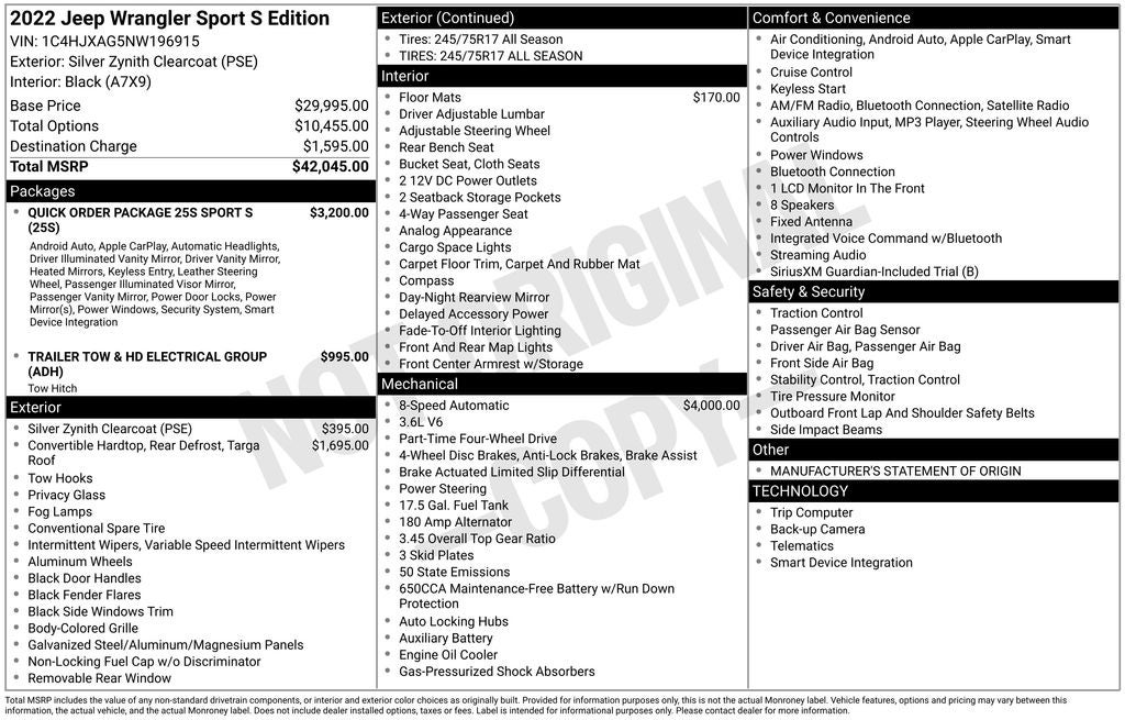 2022 Jeep Wrangler Sport S