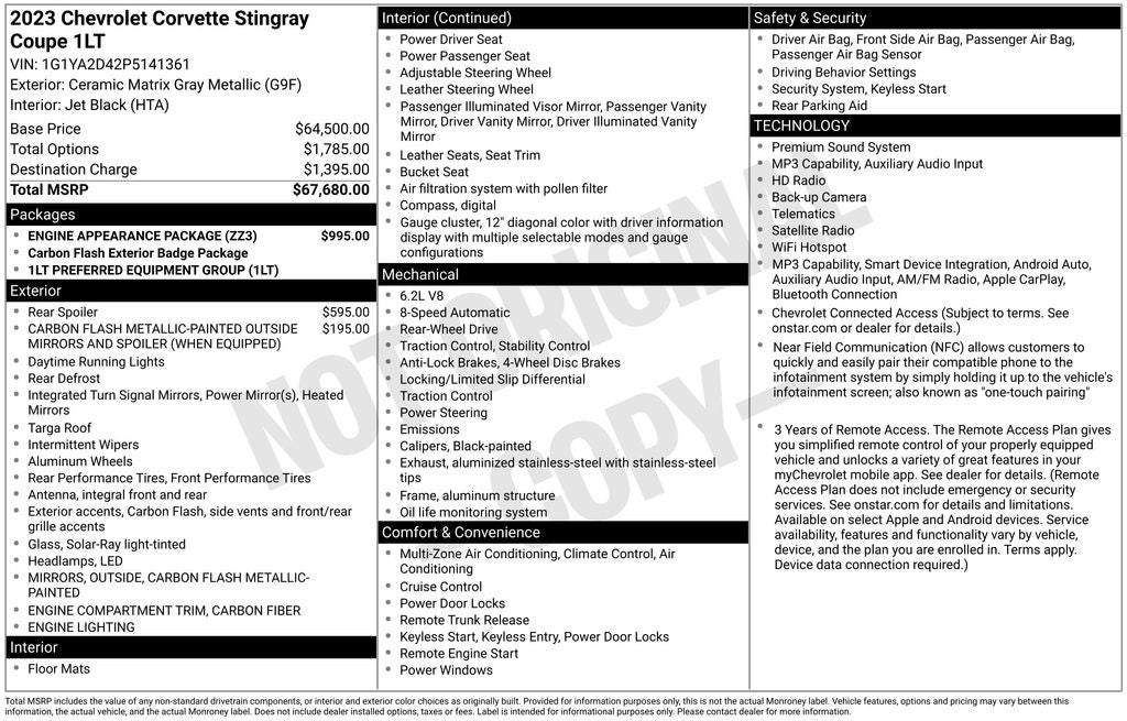 2023 Chevrolet Corvette Stingray 1LT