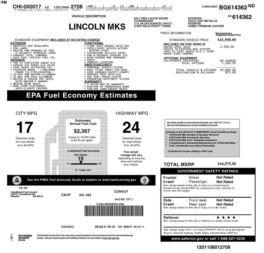 2011 Lincoln MKS Base