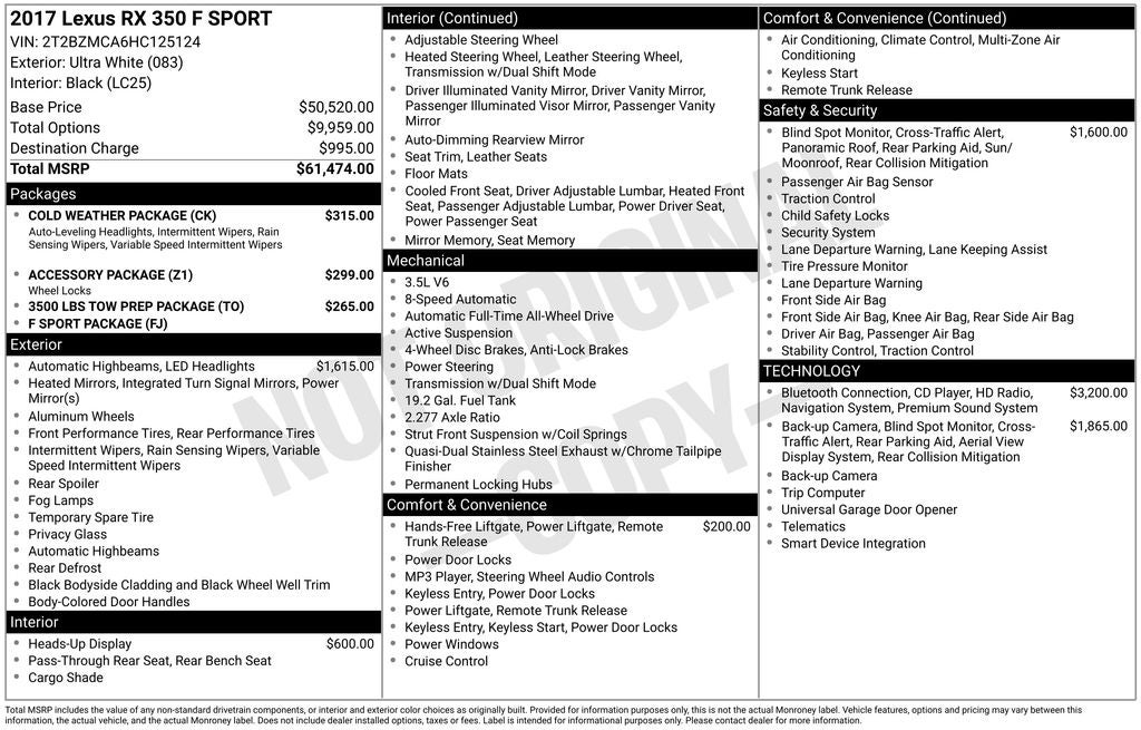 2017 Lexus RX 350 F Sport
