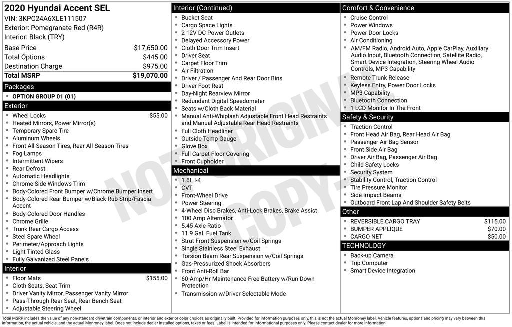 2020 Hyundai ACCENT SEL