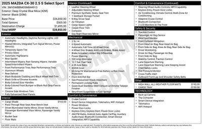 2025 Mazda Mazda CX-30 2.5 S Select Sport