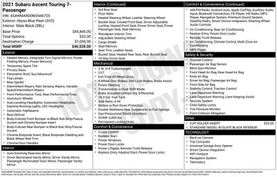 2021 Subaru Ascent Touring