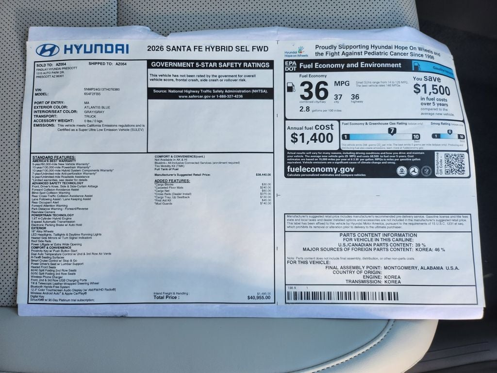 2026 Hyundai SANTA FE HYBRID SEL