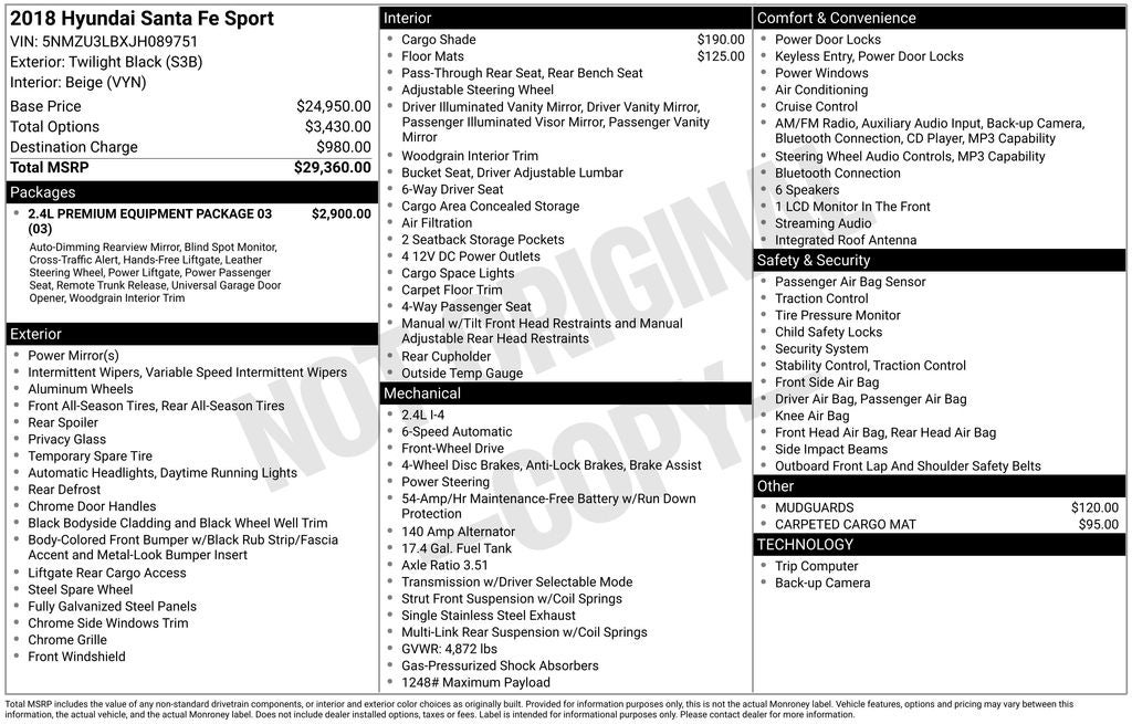 2018 Hyundai SANTA FE SPORT 2.4 Base
