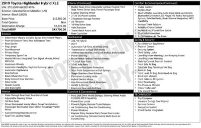 2019 Toyota Highlander Hybrid XLE