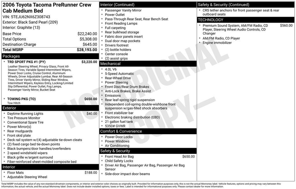 2006 Toyota Tacoma PreRunner V6