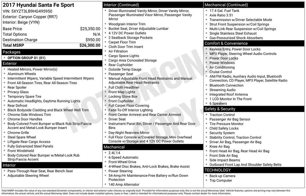 2017 Hyundai SANTA FE SPORT 2.4 Base