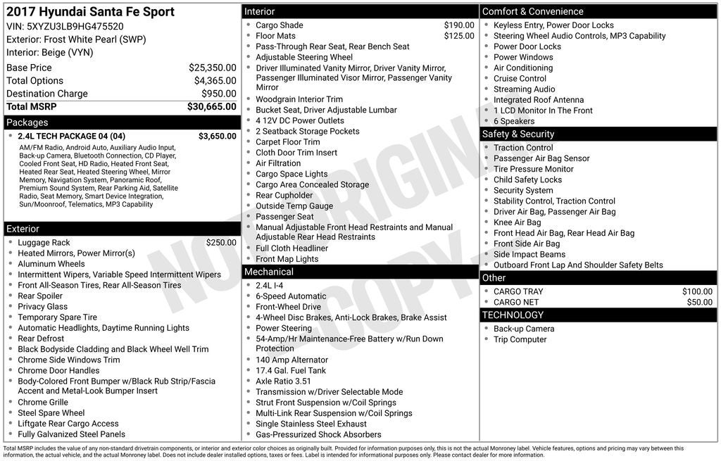 2017 Hyundai SANTA FE SPORT 2.4 Base