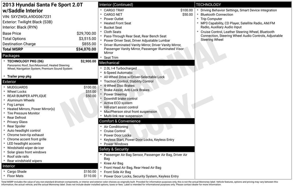 2013 Hyundai SANTA FE SPORT 2.0L Turbo