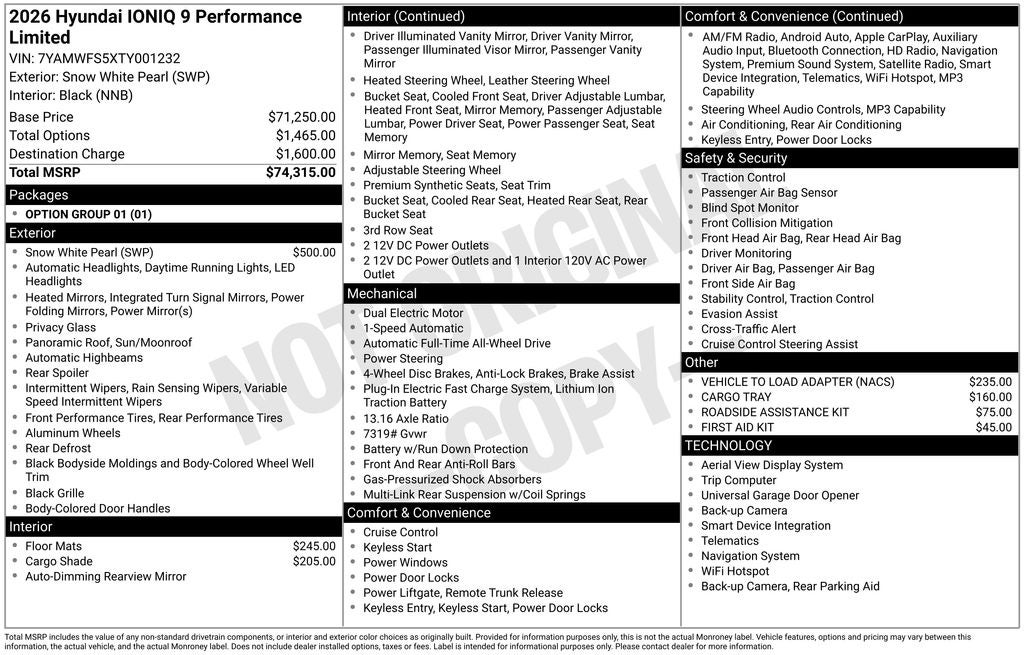 2026 Hyundai IONIQ 9 Performance Limited