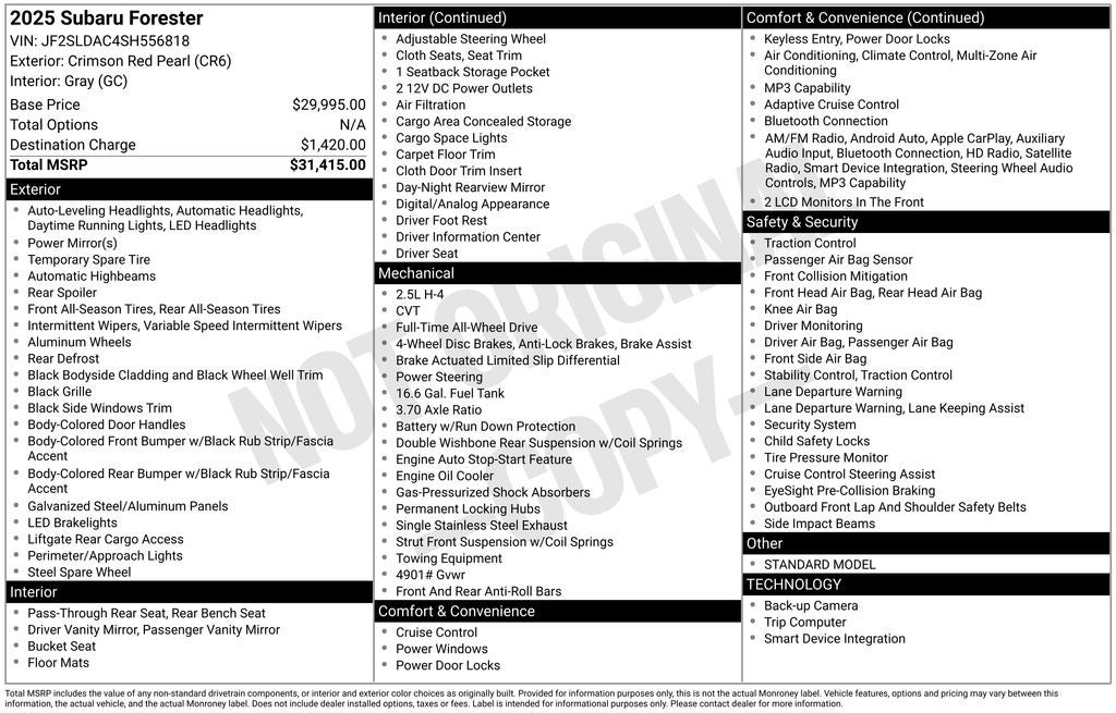 2025 Subaru Forester Base