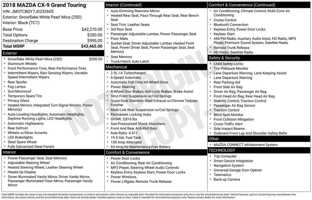 2018 Mazda Mazda CX-9 Grand Touring