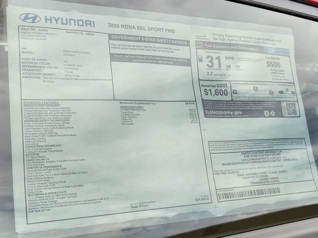 2026 Hyundai KONA SEL Sport