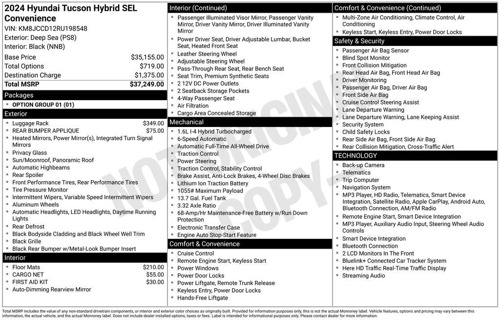 2024 Hyundai TUCSON HYBRID SEL Convenience
