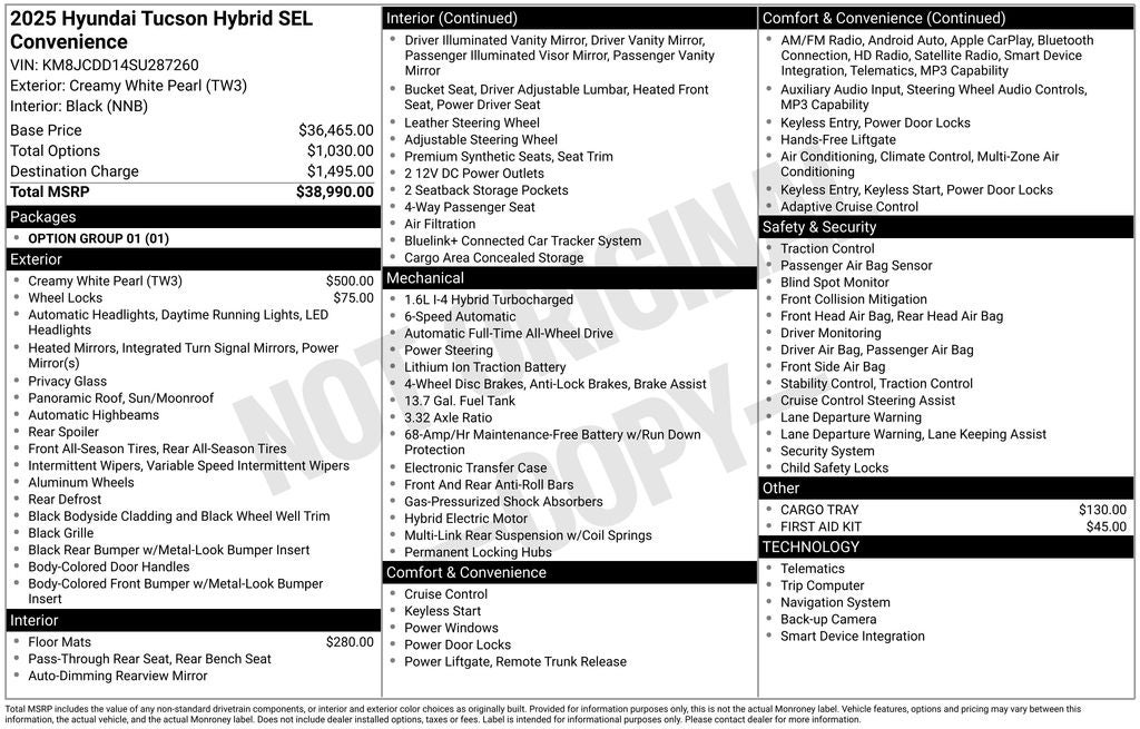 2025 Hyundai TUCSON HYBRID SEL Convenience