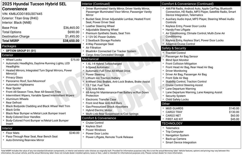 2025 Hyundai TUCSON HYBRID SEL Convenience