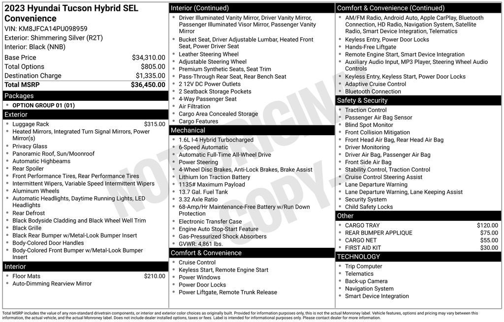 2023 Hyundai TUCSON HYBRID SEL Convenience
