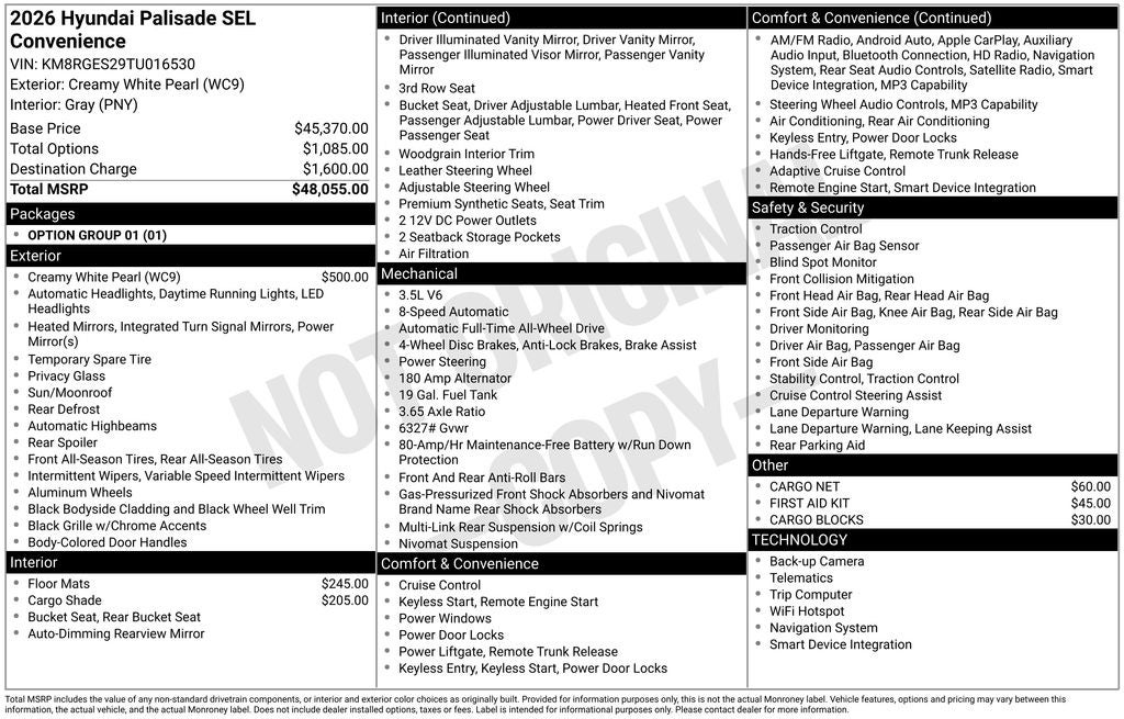 2026 Hyundai PALISADE SEL Convenience