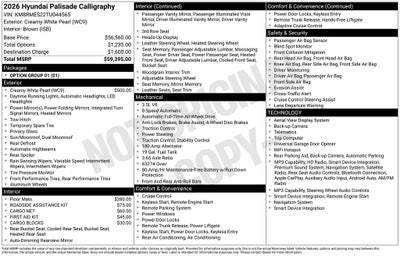 2026 Hyundai PALISADE Calligraphy