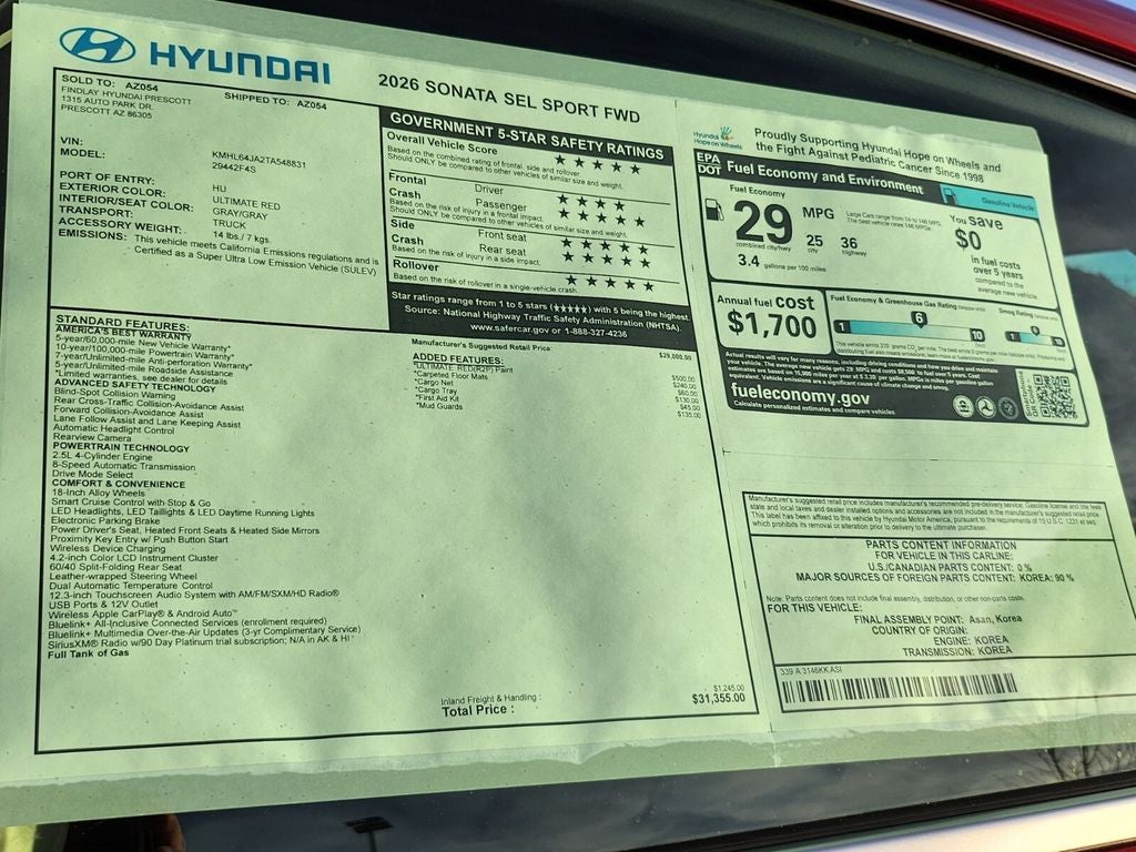 2026 Hyundai SONATA SEL Sport