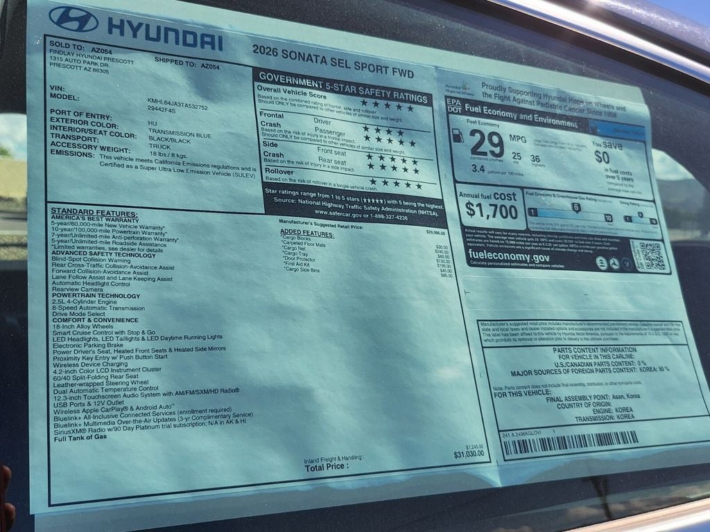 2026 Hyundai SONATA SEL Sport