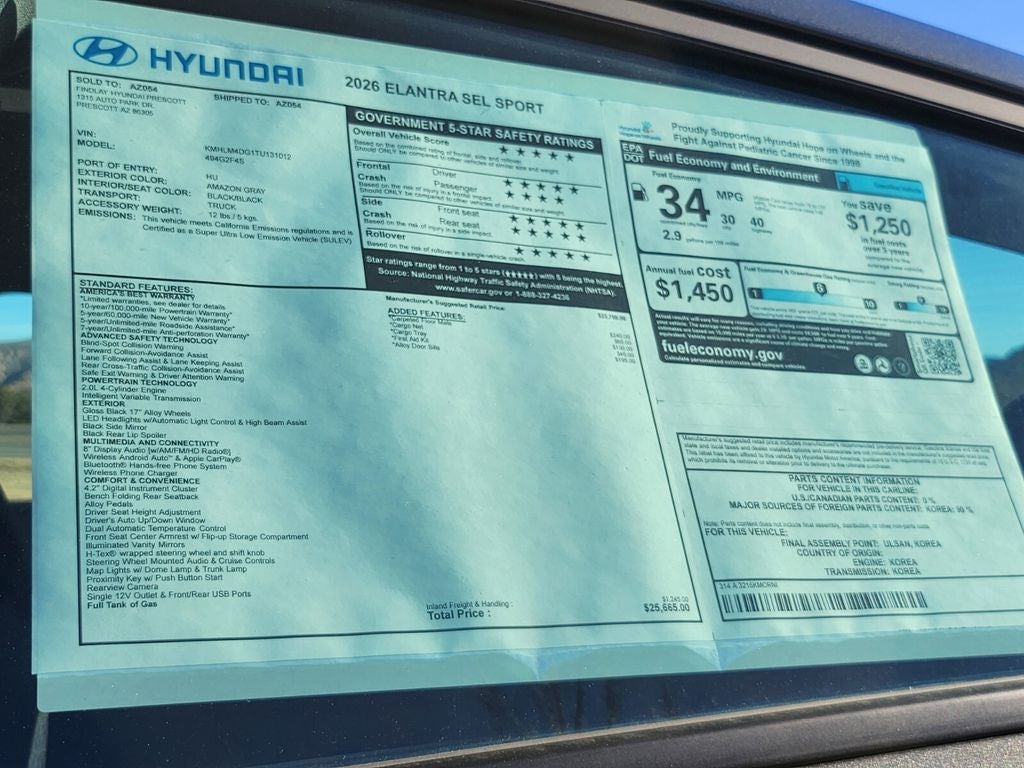 2026 Hyundai ELANTRA SEL Sport