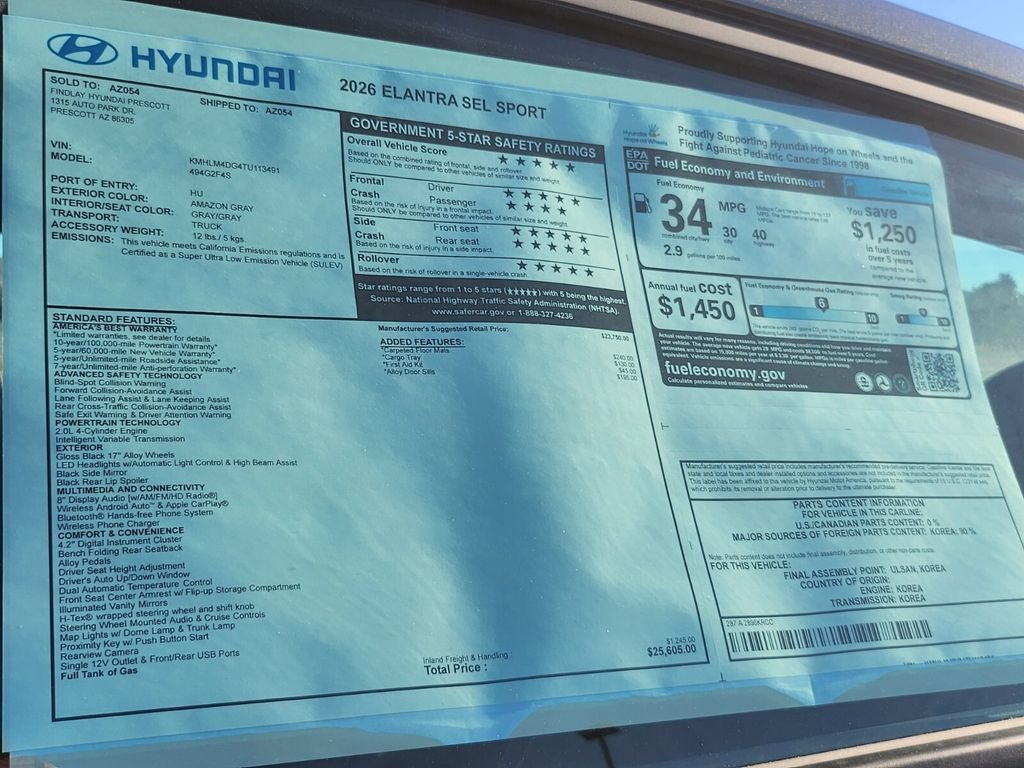 2026 Hyundai ELANTRA SEL Sport