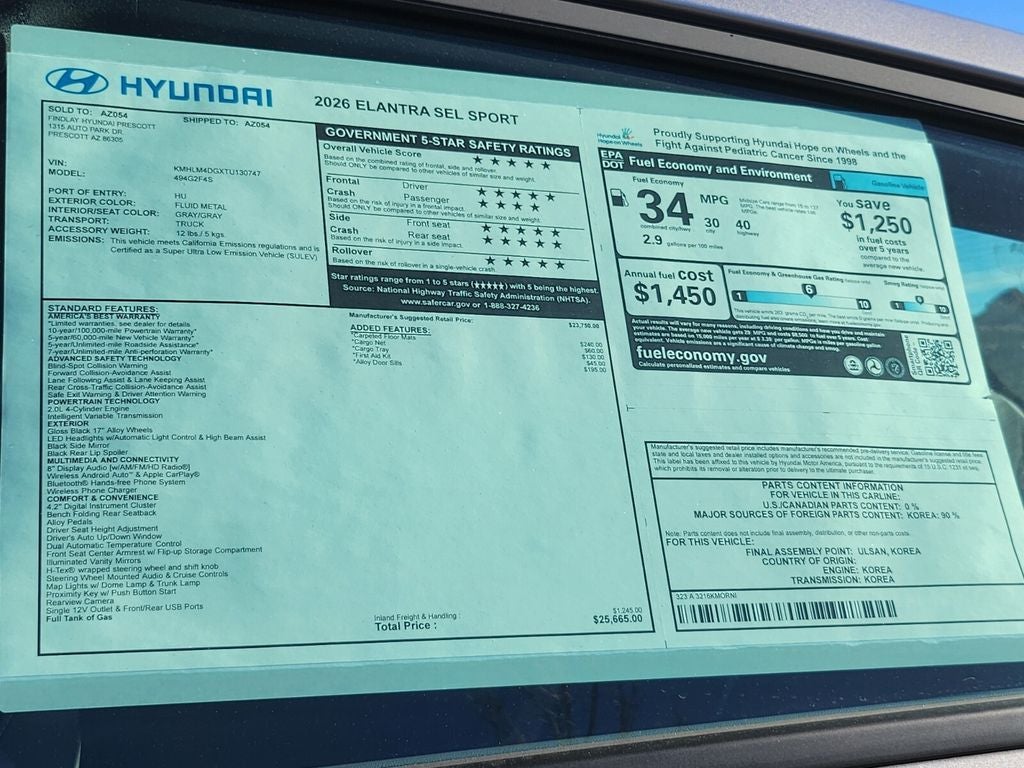 2026 Hyundai ELANTRA SEL Sport