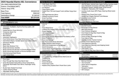 2025 Hyundai ELANTRA SEL Convenience