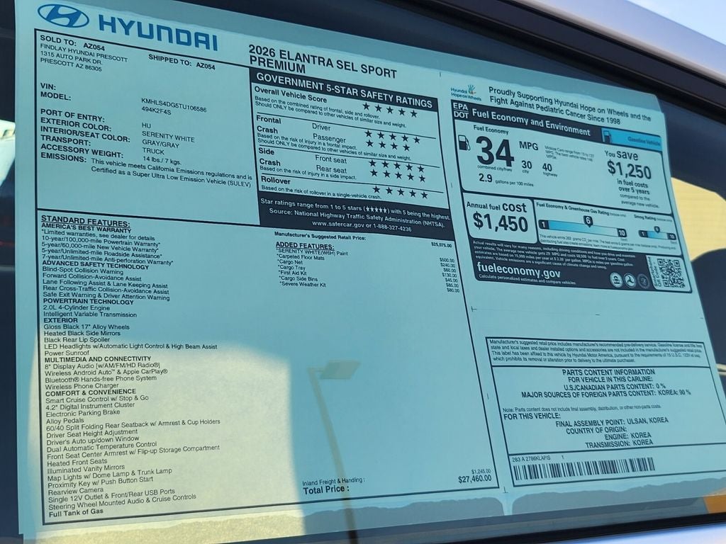 2026 Hyundai ELANTRA SEL Sport