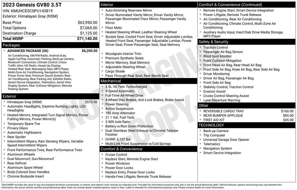 2023 Genesis GV80 3.5T