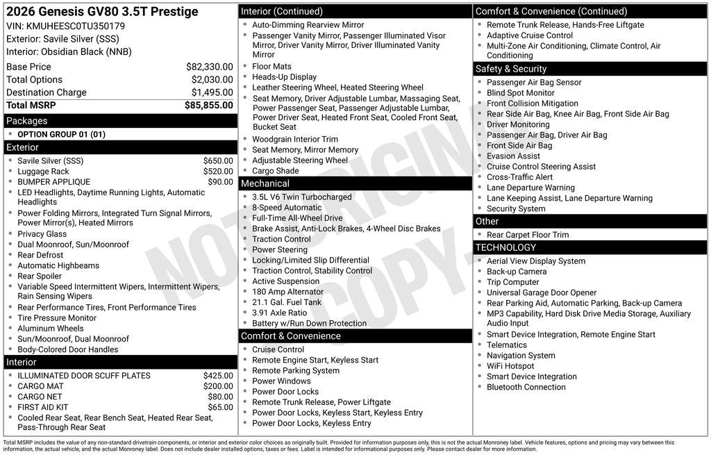 2026 Genesis GV80 3.5T Prestige