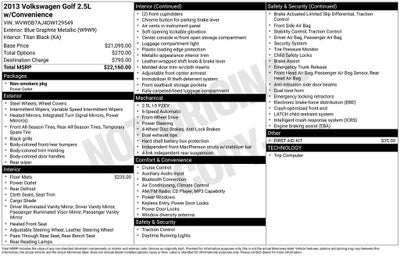 2013 Volkswagen Golf 2.5L