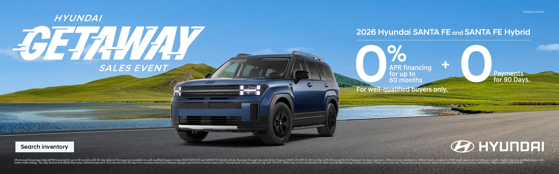 Santa Fe, Santa Fe Hybrid 0% APR for 60 mos. + 0 Payments for 90 Days